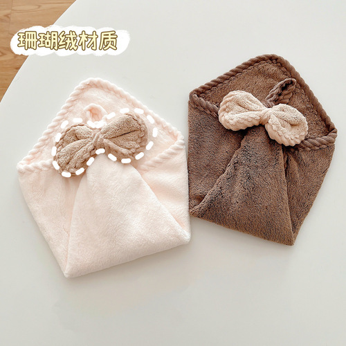 Cute hand towel hanging absorbent lint-free kitchen household quick-drying hand towel coral velvet children's rag