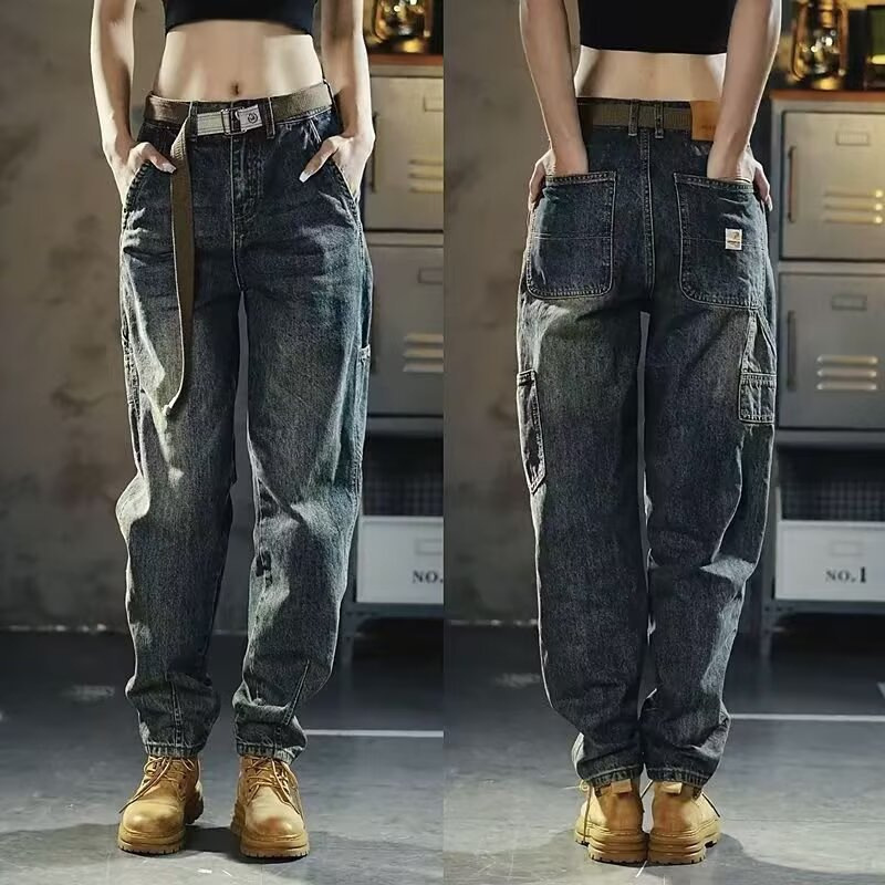 2025 New Heavyweight American Retro Trendy Workwear Jeans, Loose and Versatile Wide-Leg Straight Casual Pants