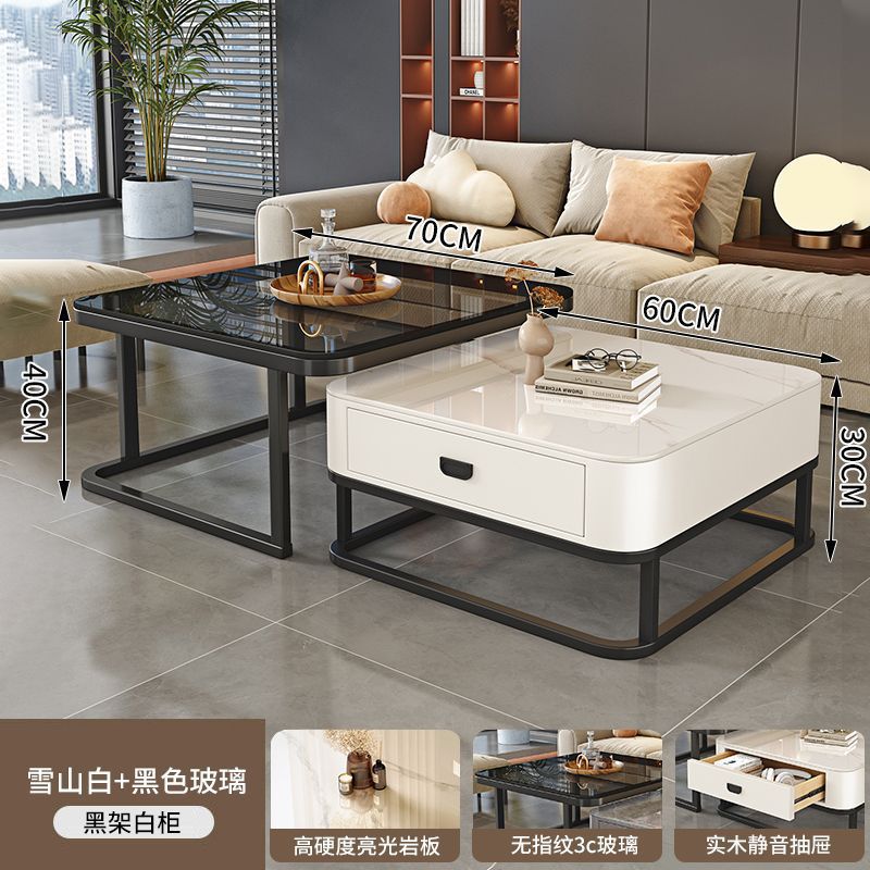 블랙 프레임 + 화이트 캐비닛 스노우 마운틴 화이트 + 블랙 유리