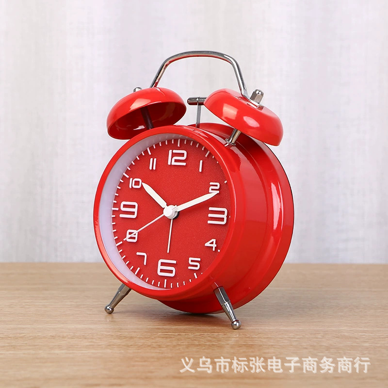 Creativo tridimensional digital campana de metal mudo reloj despertador estudiante noche reloj luminoso fábrica al por mayor