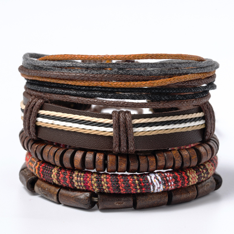 Joyas transfronterizas europeas y americanas, simple dama, cuerda de mano tejida a mano, pulsera de cuero para hombre, pulsera al por mayor a bajo precio, pulsera