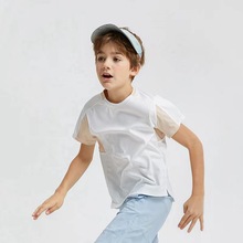 跨境 男童速干柔软亲肤运动短袖T恤  圆领透气冰感体育健身瑜伽服