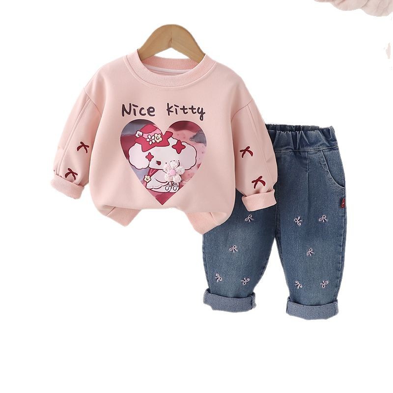 Conjunto de sudadera para niñas dos piezas, diseño cute – moda primavera-otoño 2025. image 5