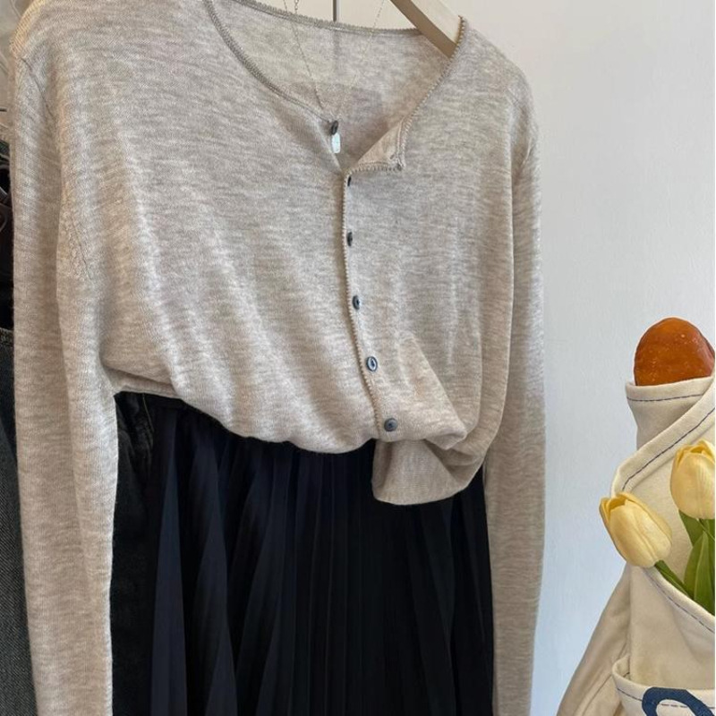 Korean Chic Oatmeal Thin Cardigan Outer Wear Women's Spring and Summer Lazy Style Long-Sleeved Sun Protection Shirt Jacket