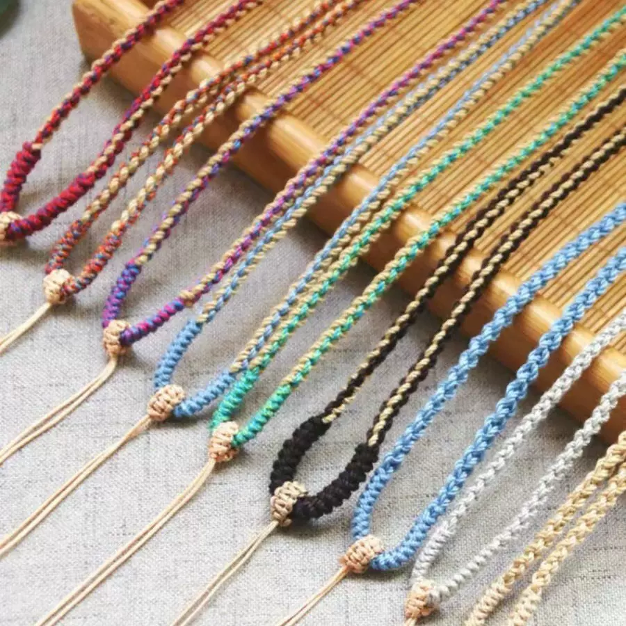 高品质手搓棉线藏式唐卡手工编织翡翠水晶线绳古风流苏挂绳批发