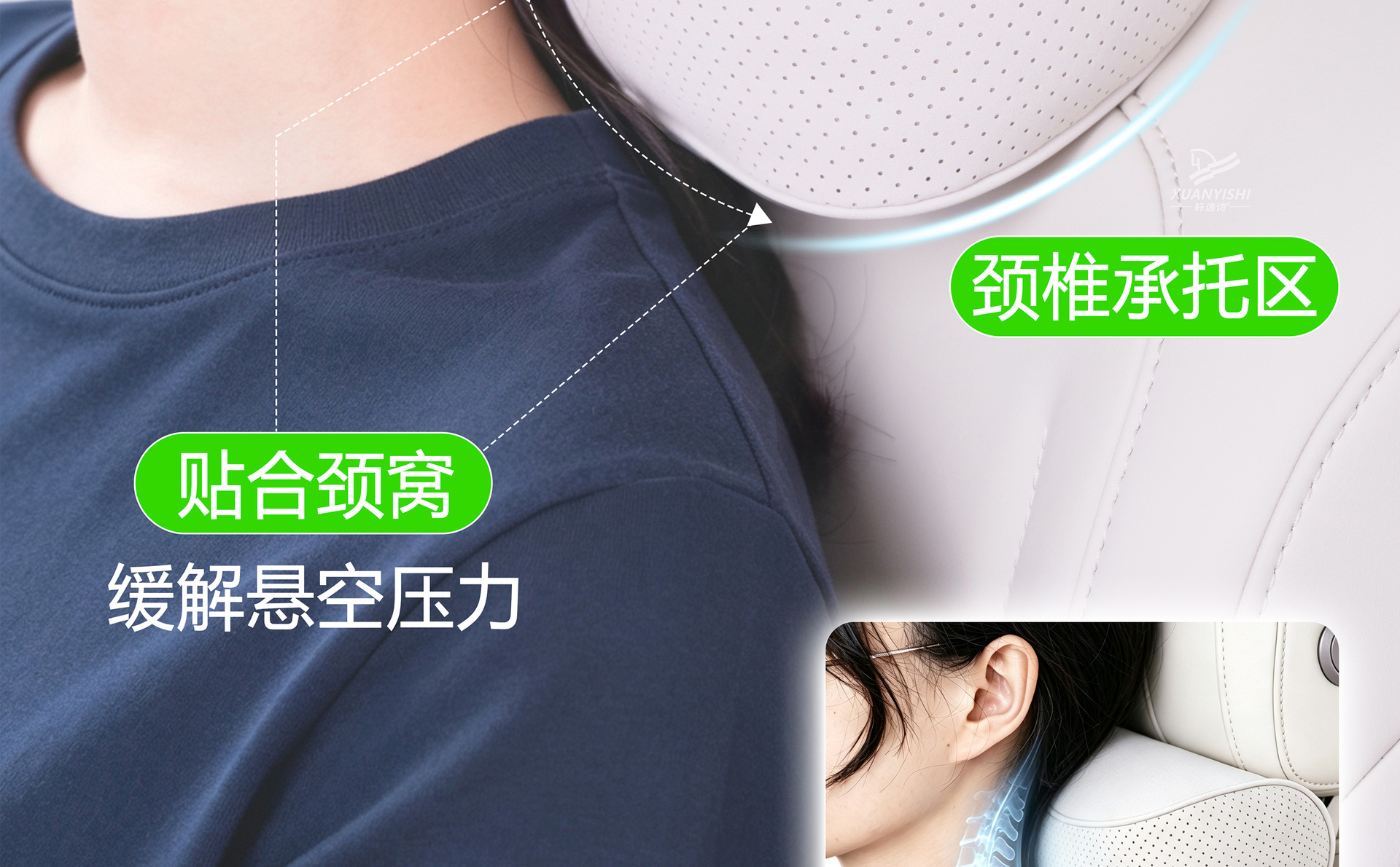Car Seat Cushion Set Car Headrest Neck and Waist Support Artifact Car-Mounted Unisex Breathable Pillow Lumbar Support