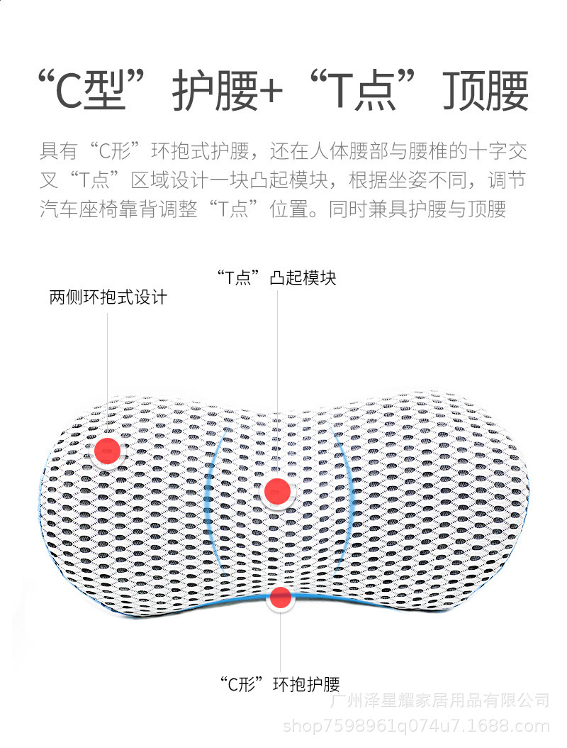 Memory foam lumbar support pillow for stress relief, slow rebound waist cushion for sofa, car, and office