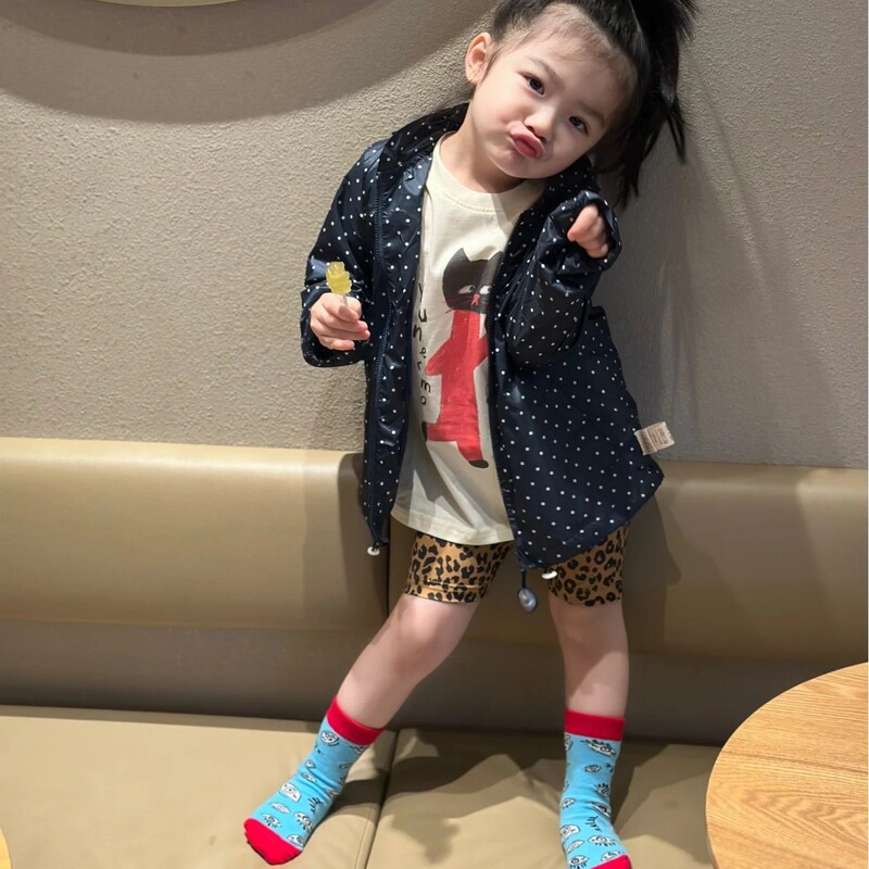 子供靴下 2025 春夏新スタイル男の子と女の子カラーブロック漫画インターネット有名人ミッドカーフソックスベビーアウターソックス|undefined