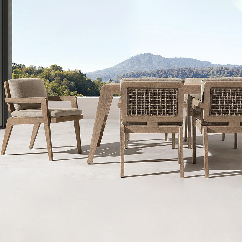 Mesas y sillas de teca para exteriores, muebles de diseño impermeables y resistentes al sol para terraza y patio, juego de mesa y sillas de madera maciza para jardín y villa. image 3