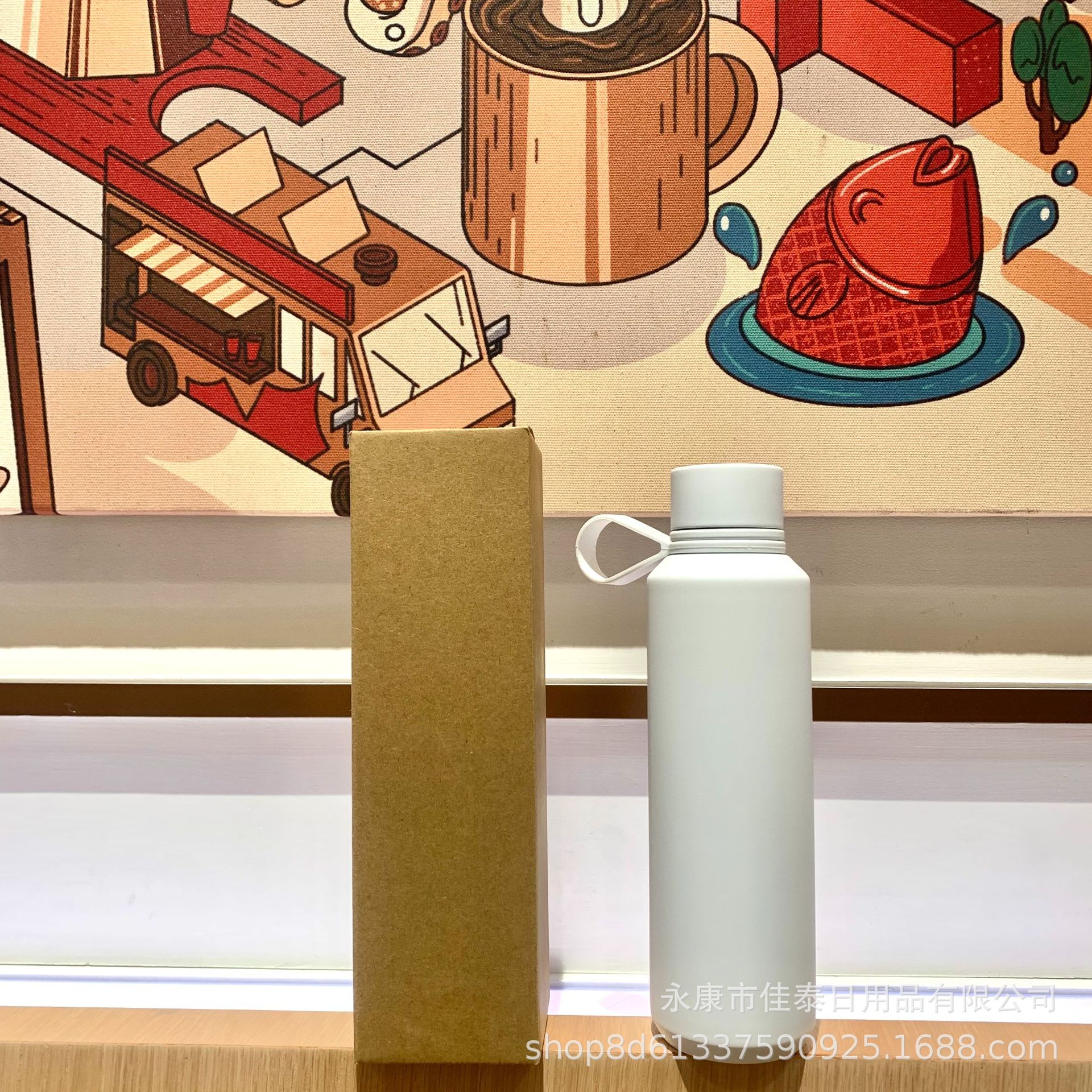 2024 nuevo en stock americano boca pequeña taza de vacío portátil mango de silicona pintura de goma taza de agua taza de vacío de acero inoxidable