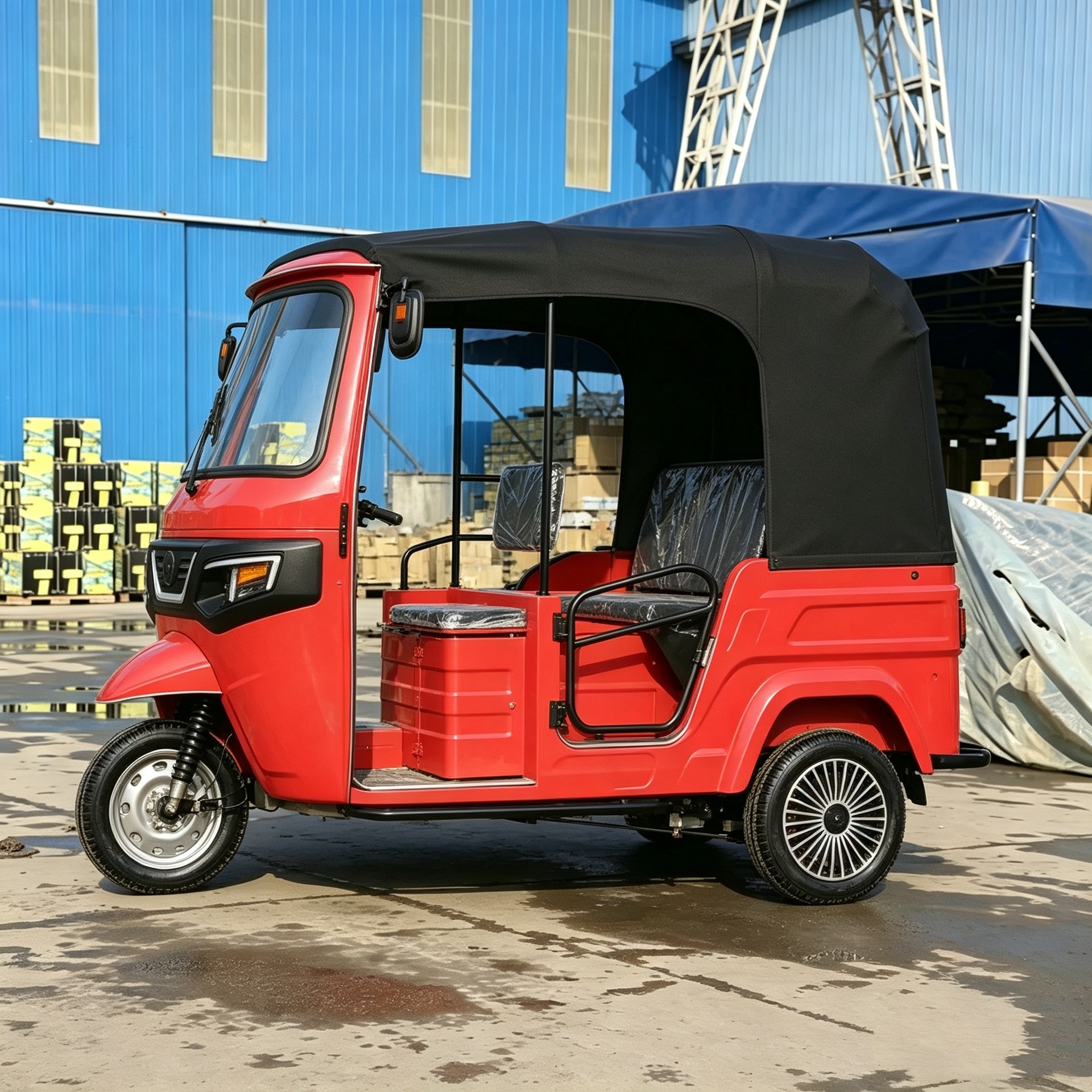 Fully enclosed, rainproof passenger tricycle with shock absorption and comfort, suitable for rural markets and passenger transportation, tuktuk