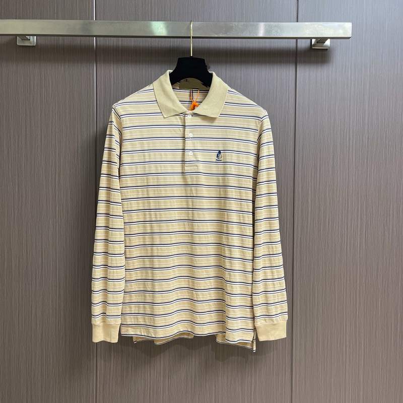 2026 Spring and Autumn New Casual Fashion Men's Yellow Striped Long Sleeve Polo Shirt Top 2026 Spring and Autumn New Casual Fashion Men's Yellow Striped Long Sleeve Polo Shirt Top
