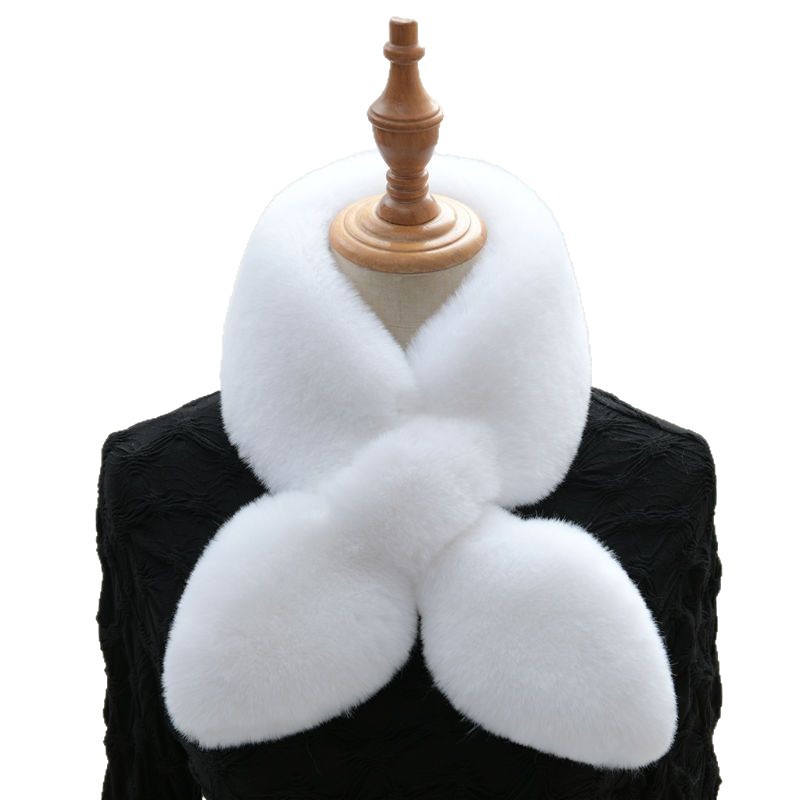 卸売りはウサギの毛のマフラーの男女の純色の秋の冬の学生をまねて首を囲んで毛の保温のマフラーの両面をまねます。