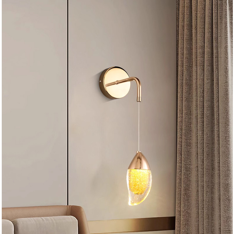 Luz libre de arte2023 cabezal de cama lámpara de pared de cableado de pared personalidad de red dormitorio mango ligero creativo de lujo alto cristal rojo