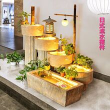 日式竹子景观流水喷泉石磨鱼池阳台办公室餐厅庭院客厅装饰品摆件