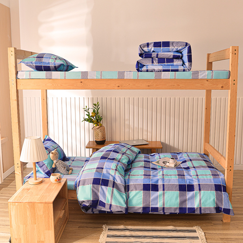 Juego de sábanas y funda nórdica de tres piezas, sábana ajustable de clase A, cama individual de dormitorio de algodón puro, ropa de cama escolar, ropa de cama para estudiantes