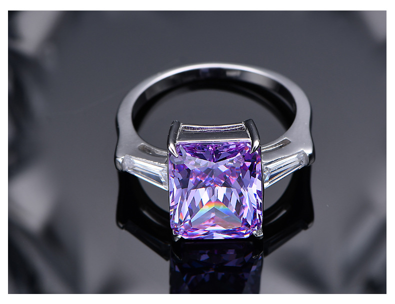 Fashion Geometric Sterling Silver Inlay Zircon Rings 1 Piece