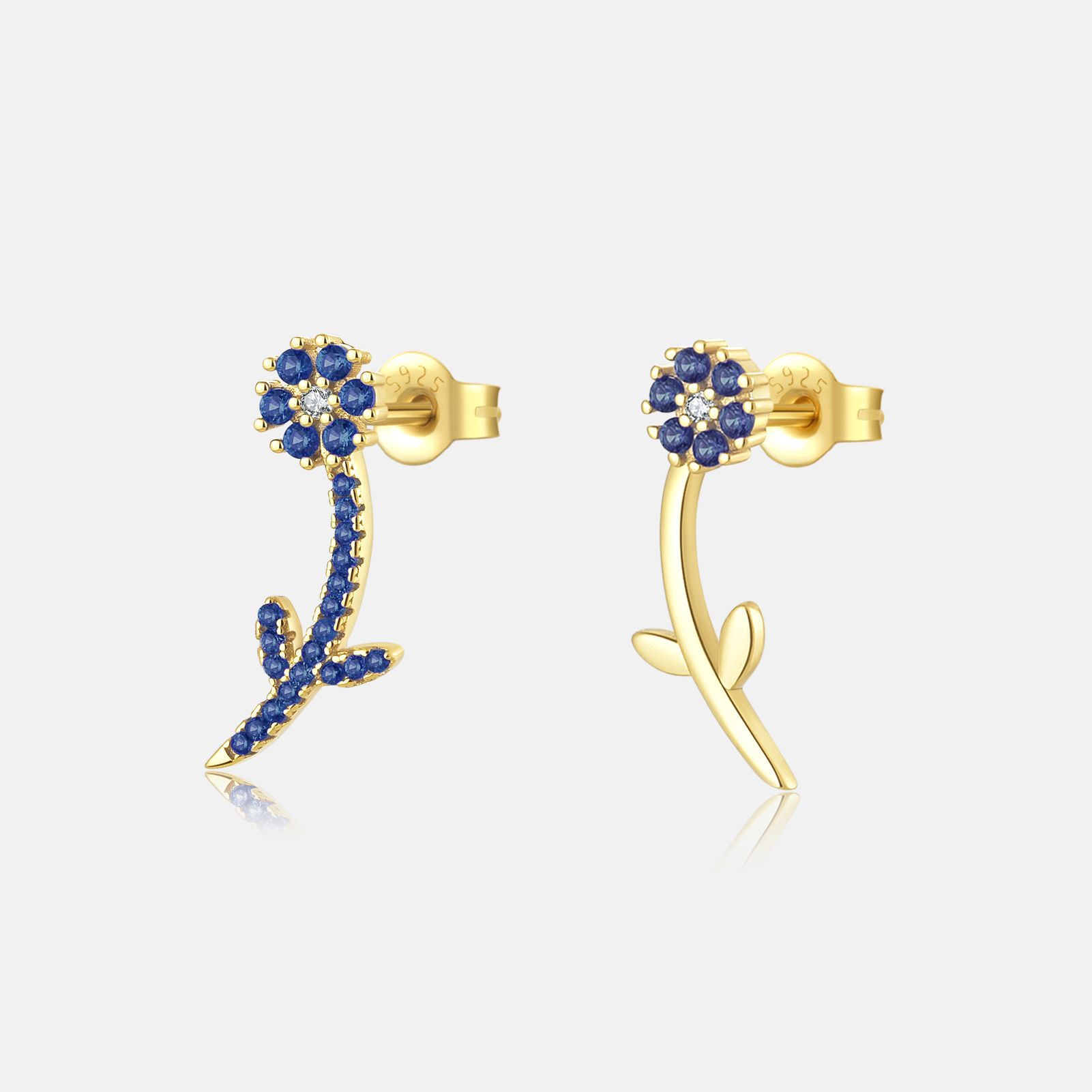 1 Pair Sweet Shiny Flower Inlay Sterling Silver Zircon 18K Gold Plated Ear Studs display picture 4