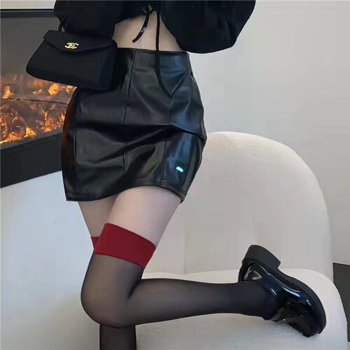 New sexy lingerie matching red stockings Internet celebrity sexy long knee-high socks thin spliced ​​thigh socks dropshipping