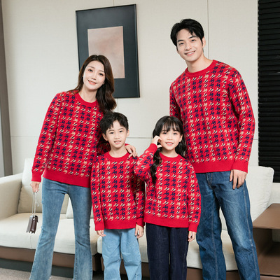 With children Winter Sweater 2024 new pattern gules Sweater T-shirts Long sleeve Female Women Couples dress Homewear