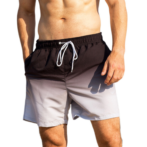 Men's Loose Print Gradient Swimming Trunks with Four-Way Stretch, Amazon Beach Shorts
