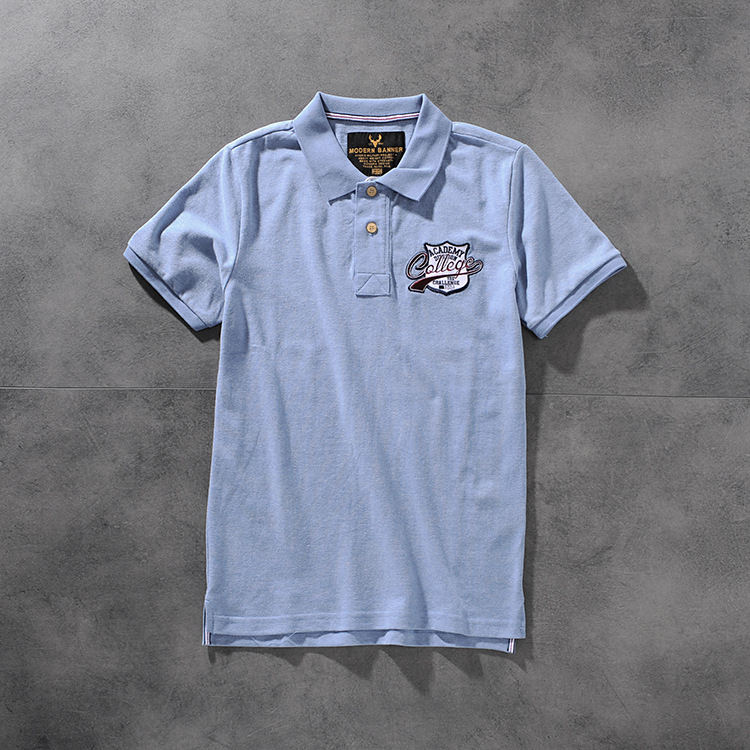 Modern banner American minimalist embroidered men's turn collar short-sleeve POLO shirt half-sleeve M702 4