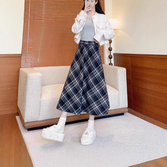半身裙女秋冬新款美拉德风中长裙高腰显瘦大摆伞裙复古大码长裙子