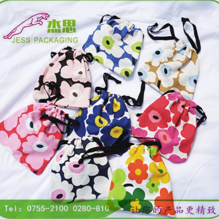 设计新款棉布袋小清新印花束口袋古玩文玩收纳包量大从优