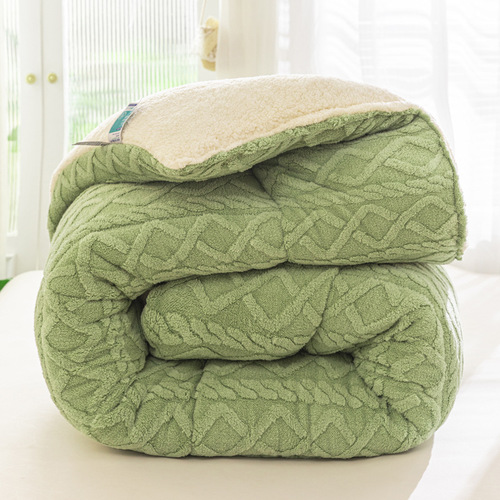 Solid color taffeta winter quilt thickened warm quilt lamb velvet cotton quilt student dormitory milk velvet quilt core