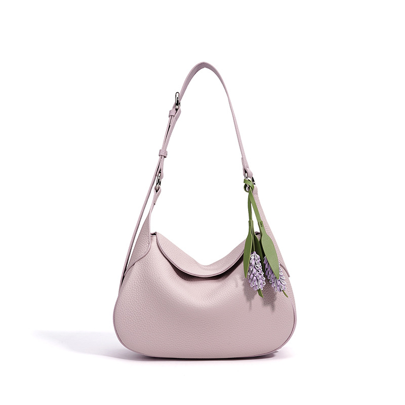Spring/Summer New Fashion Women's Crescent Genuine Leather Handbag Underarm Bag Niche Commuter Simple Large Capacity Shoulder Bag - Thumbnail 5