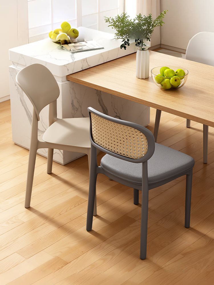 Plastic Chair Household Thickened Dining Table Dining Chair Comfortable Sedentary Commercial Rattan Simple Stool Backrest Rattan Chair