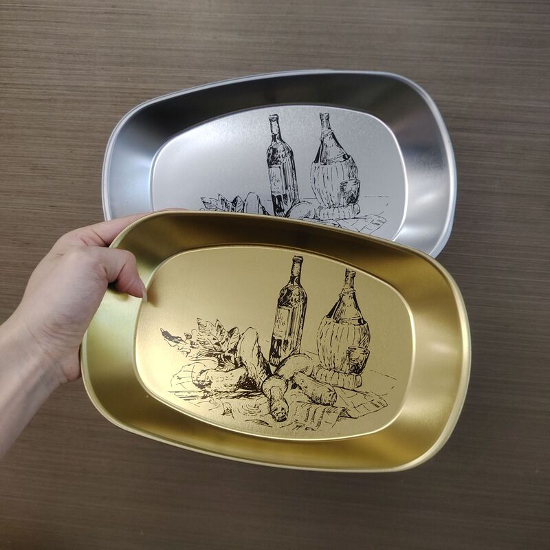 Outdoor Camping Fruit Plate Iron Plate Tableware Retro Barbecue Plate Creative Snack Plate Nostalgic Hot Pot Plate