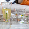 Fresh hand -painted little daisy hammer cup home drinking cup thick bottom heat resistance transparent glass cup fruit juice beer glass