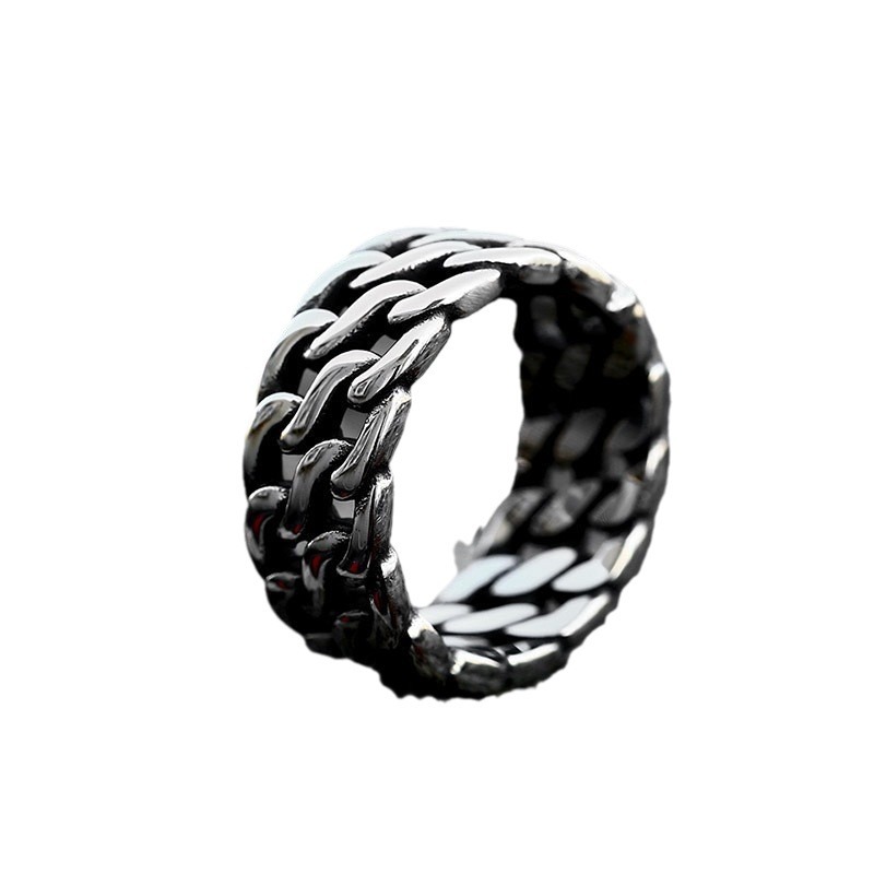 European Retro Cuban Chain Ring In Titanium Steel For Men And Women_voghion.com
