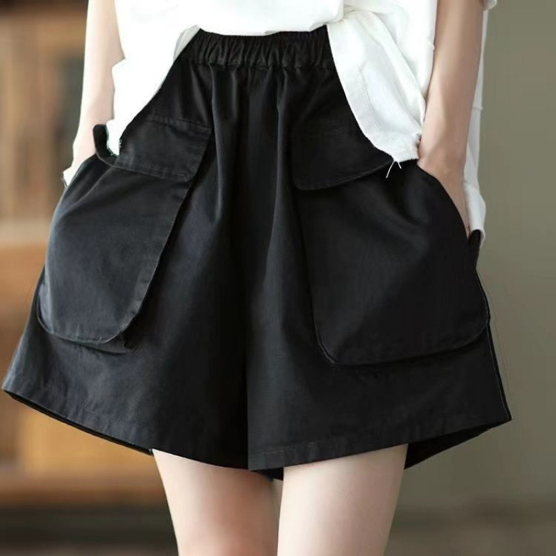 Woven Cotton Shorts Women's Summer High Waist Thigh Covering Dancing Pants Internet Popular All-match Loose Five-point Jazz Dance Wide Leg Trendy Pants