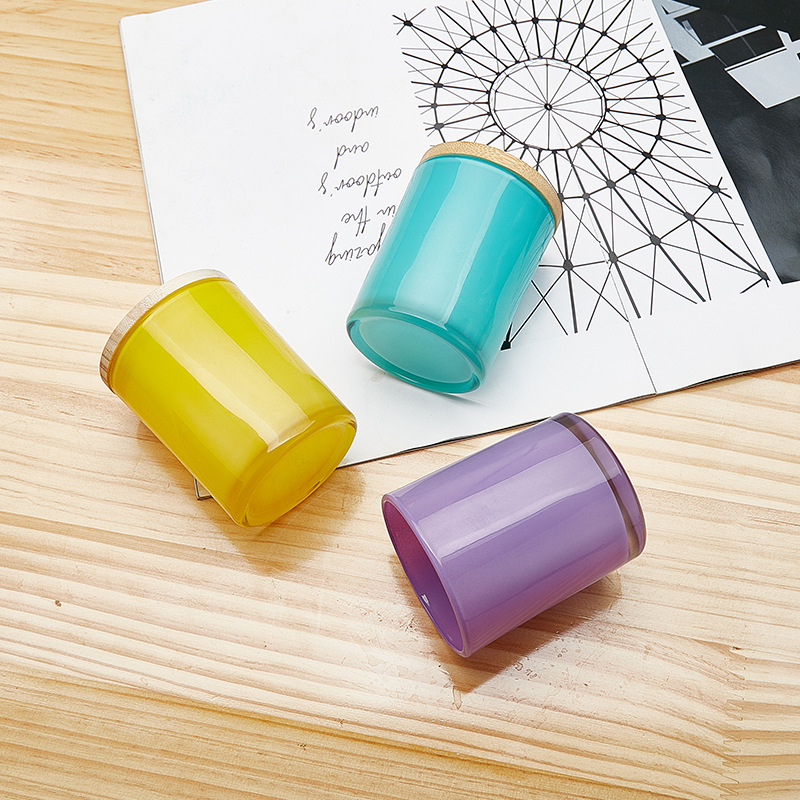 Candelaria de banano cubierta de banda de vidrio de colores vela DIY taza vacía dormitorio recipiente de candelaria de banano en candelabros