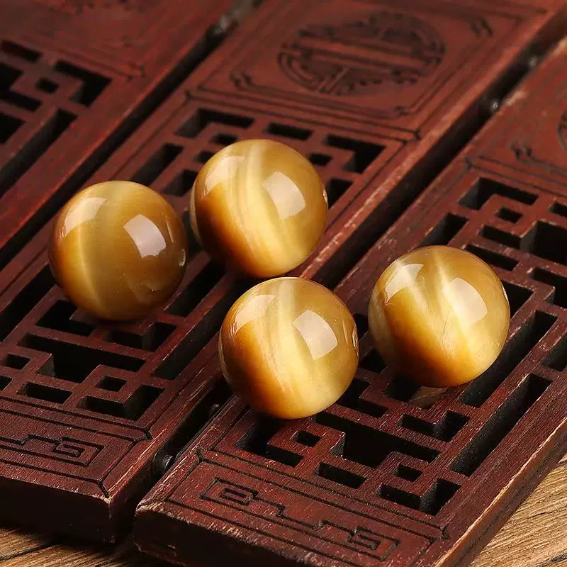 金虎眼石散珠子金虎睛石水晶手链手串散珠单珠串珠金虎眼单颗diy