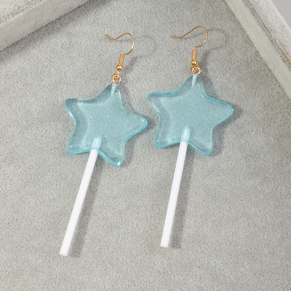 Fashion Candy Color Resin Creative Star Lollipop Earrings display picture 5