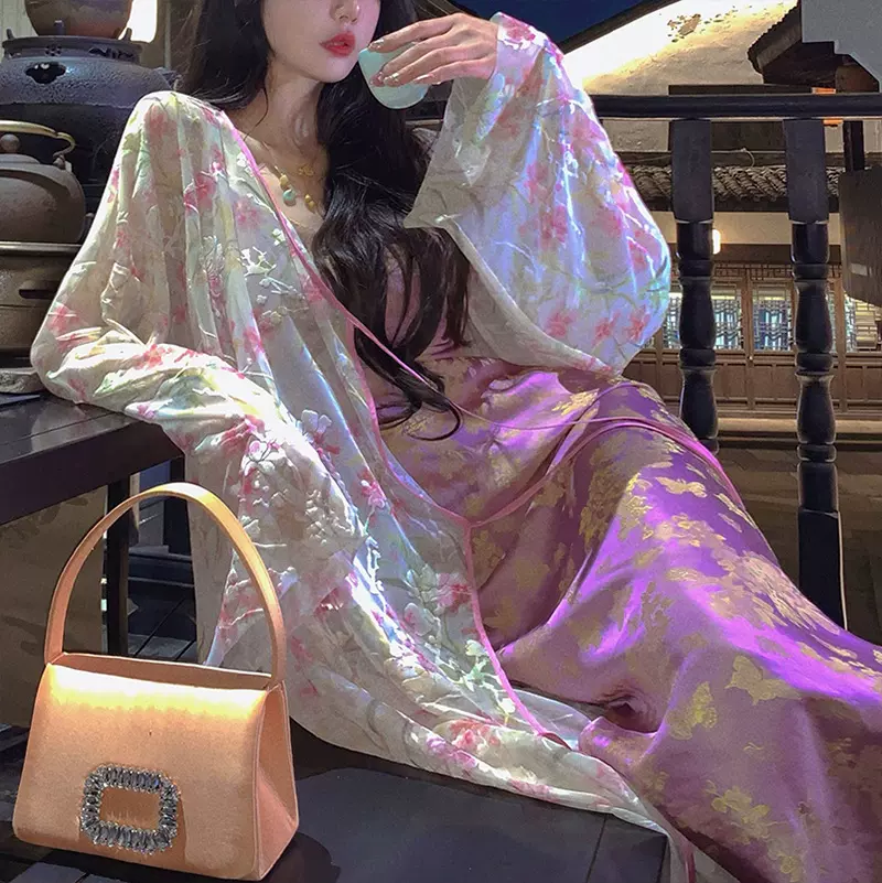 【绮窗花漫】国风女装新中式网纱老钱风连衣裙套装轻奢优雅