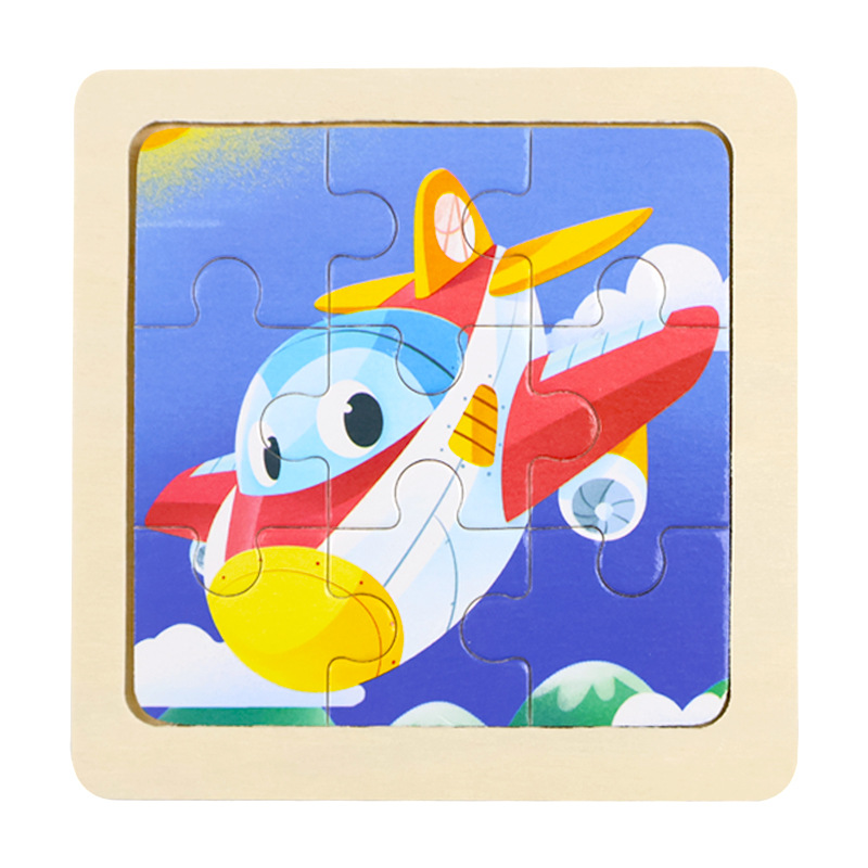 Fábrica directa de niños pequeños 9 piezas de dibujos animados de madera plano rompecabezas puzzle puzzle juguetes de educación temprana para bebés image 20