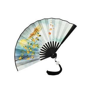 Chinese-Style Folding Fan for Men and Women, Double-Sided Silk Fabric, Tear-Resistant and Durable, Easy to Open and Close, Suitable for Students and Traditional Chinese Clothing