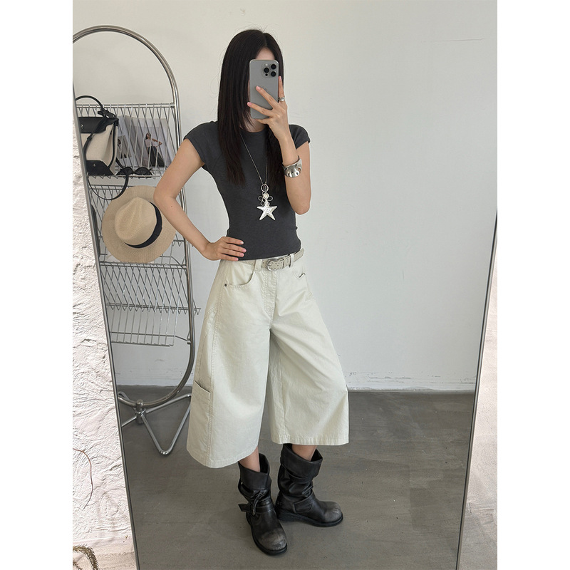 T-Platform Summer Hot-Selling American Retro Multi-Pocket Women's Street Style Cropped Deconstructed Jeans 68395-1 T-Platform Summer Hot-Selling American Retro Multi-Pocket Women's Street Style Cropped Deconstructed Jeans 68395-1