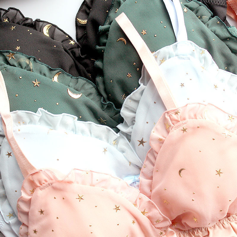 Japanese-Style Small Chest Bra for Women, Thin Wireless New High School Bra Set for Showing Small or Flat Chests, Seamless Young Girl Bra Set