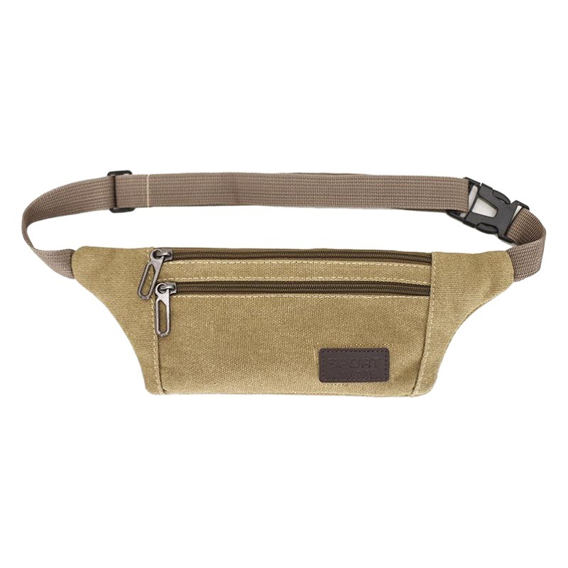 2020 New Thickened Canvas Waist Bag Men's and Women's Outdoor Sports Fitness Running Waterproof Waist Bag Anti-theft Mobile Phone Bag