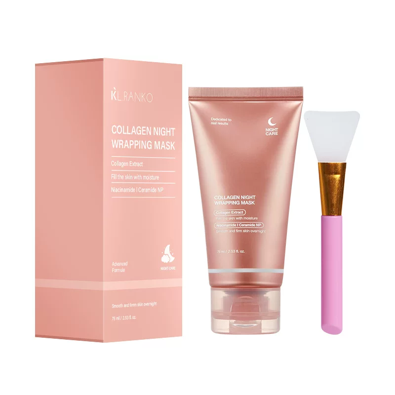 Collagen Night Wrapping Mask (KLRANKO) 75 ml — Moisturizing, Soft Exfoliating, With Applicator