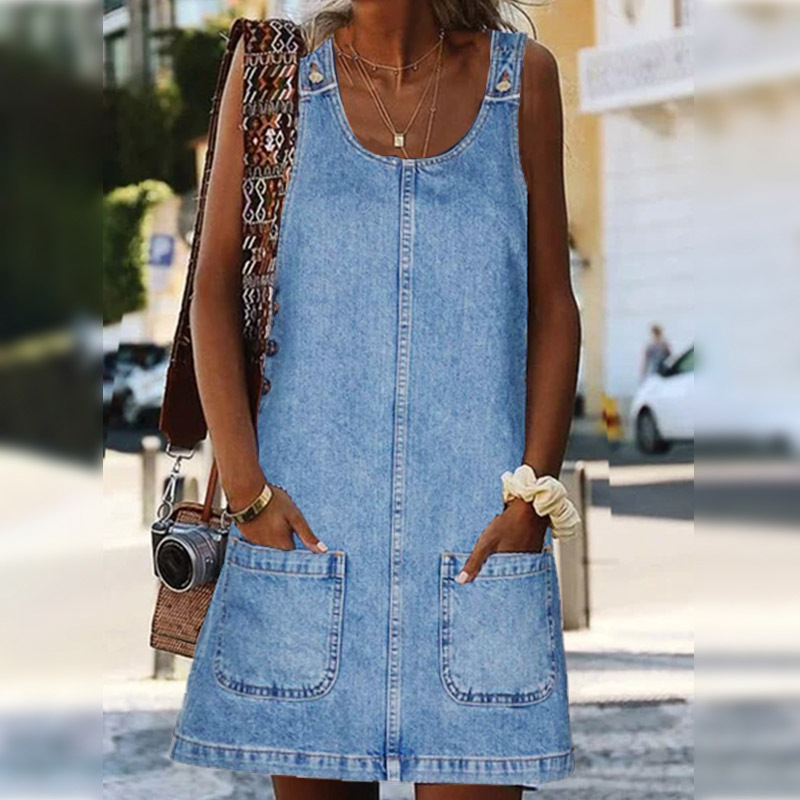 Cross-border foreign trade denim dress for women, summer short skirt 2026, Amazon independent station, loose suspender A-line skirt, bestseller Cross-border foreign trade denim dress for women, summer short skirt 2026, Amazon independent station, loose suspender A-line skirt, bestseller