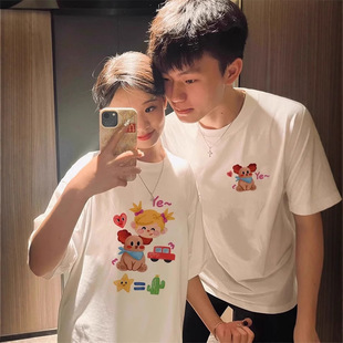 Couple's Pure Cotton Short-Sleeve T-Shirt, New Summer Style, Loose and Slimming, Niche Design, Unisex Top, Trendy Brand Uniform