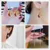 Silver needle, goods, small fashionable design earrings, silver 925 sample, cat's eye, simple and elegant design, trend of season