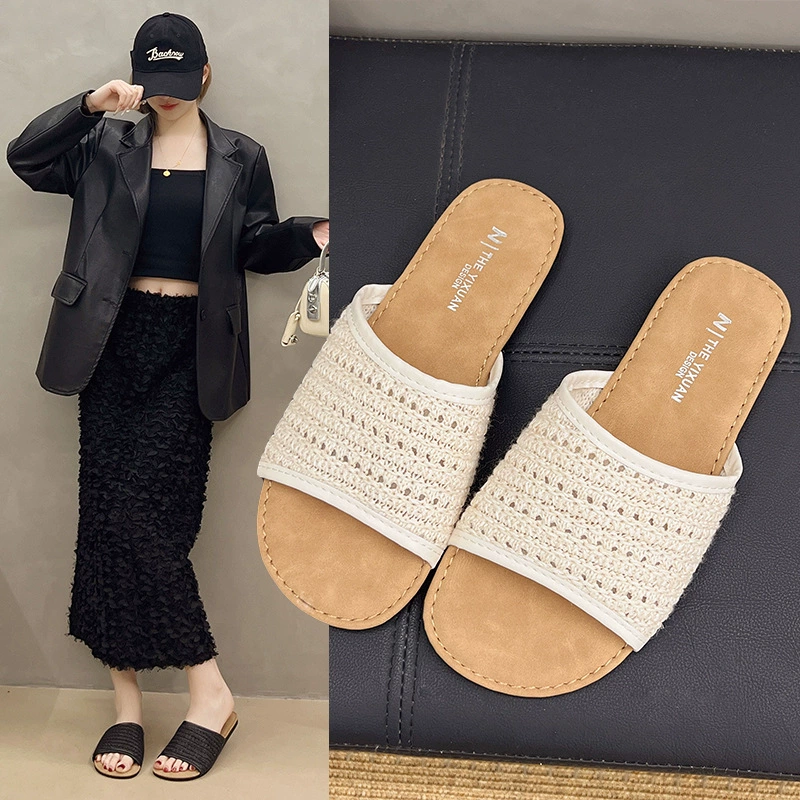 Французские праздничные плетеные сандалии для женщин для ношения на улице весной и летом 2025 года с юбками и вечерними туфлями на толстой подошве Boken.