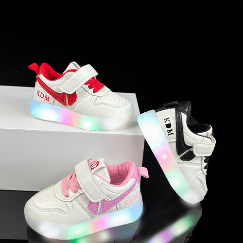 Spring and Autumn LED Non-slip Boys' Skate Shoes, Korean Style Low-top Girls' Skate Shoes